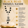 Black Bead Trishul Nandi Mahadev Trishul Damru Nandi Pendant with Black Bead Chain