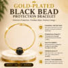 Gold Plated Black Bead Protection Bracelet Gold-Plated Black Bead Protection Bracelet – Adjustable Spiritual Bangle