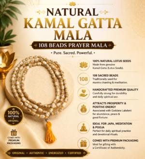 Natural Lotus Seed (Kamal Gatta) Prayer Mala – 108 Beads with Tassel