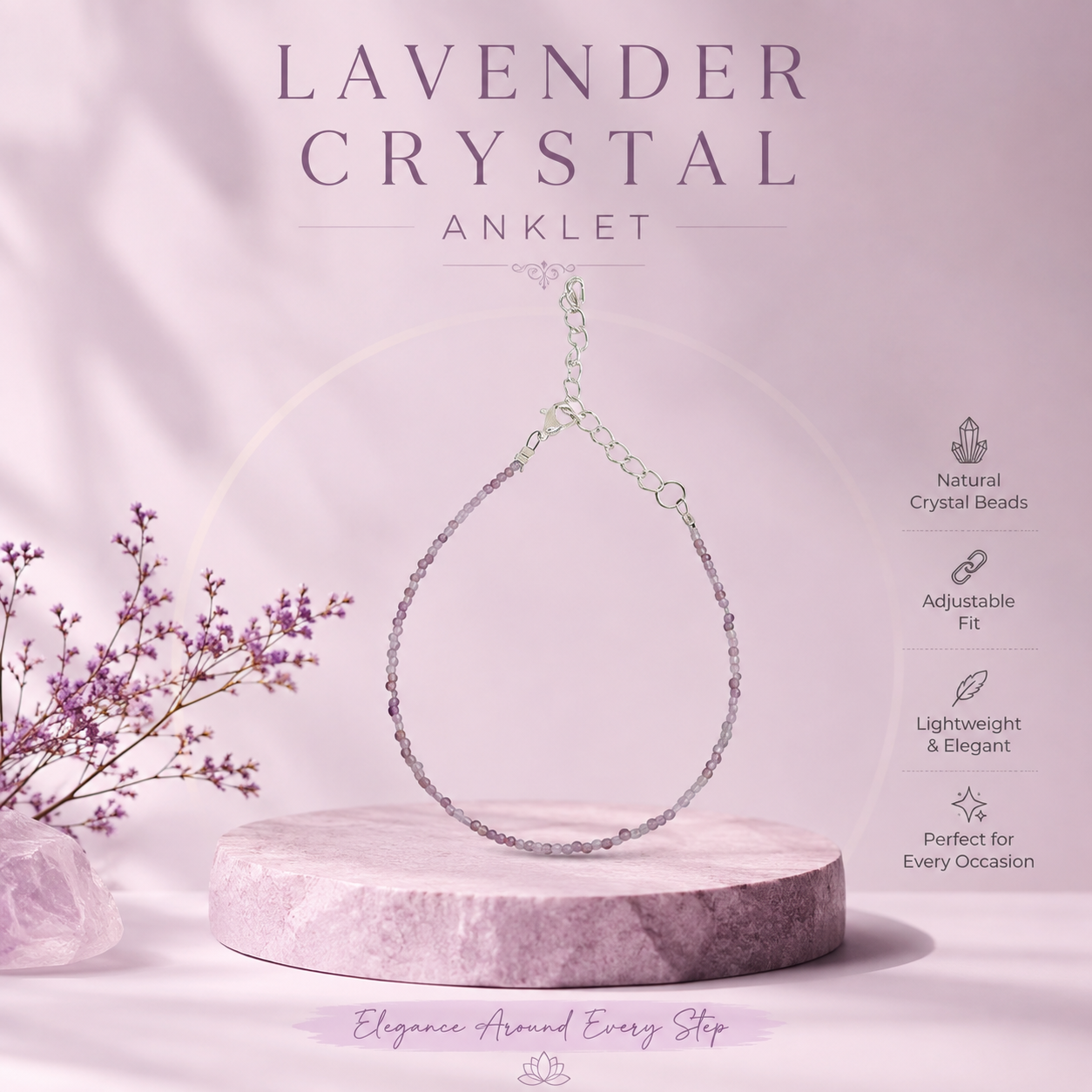lavender crystal Lavender Crystal Anklet