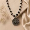 Black Bead Lord Hanuman Protection Pendant
