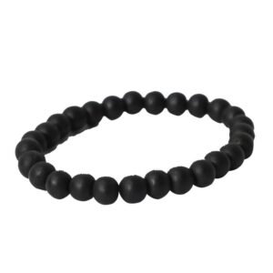 Matte Black Onyx & Rudraksha Beaded Bracelet – Stretch Spiritual Bracelet for Men & Women 2