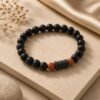 Matte Black Onyx & Rudraksha Beaded Bracelet – Stretch Spiritual Bracelet for Men & Women 2