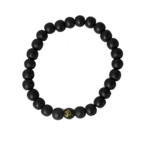 Om Black Agate Bracelet