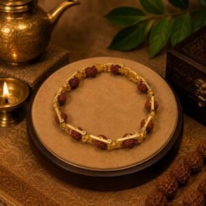 Rudraksha Gold Link Bracelet