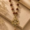 Rudraksha Om Trishul Pendant Mala – Gold-Plated Spiritual Necklace
