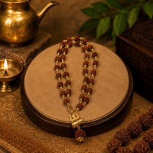 Rudraksha Trishul Damru Mala with Ek Mukhi Rudraksha Charm