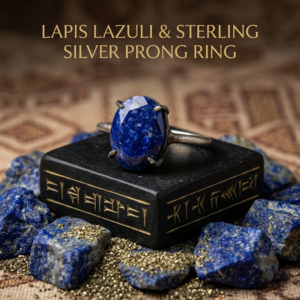 lapis lazuli and sterling silver prong riing Lapis Lazuli And Sterling Silver Prong Riing