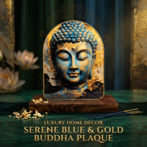 lord Budhaa Serene Blue & Gold Buddha Plaque