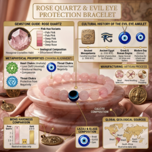 rose quarts and evil eye protection braclet info Rose Quarts And Evil Eye Protection Braclet